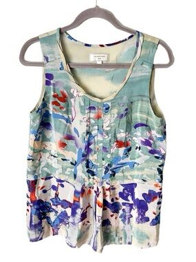 Vintage Anthropologie Blouse Women's 8 Moulinette Souers 100% Silk Watercolor